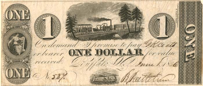 Buffalo, New York - 1836 dated Obsolete Note - Broken Banknote